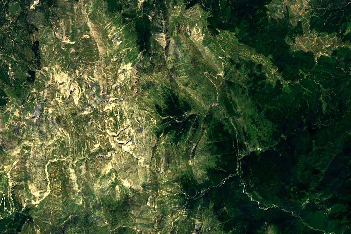Achelous River: satellite view of the source