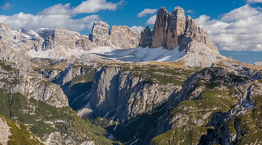 Valle della Rienza and Tre Cime di Lavaredo from Alpe Specie, Val Pusteria, Trentino-Alto Adige, Italy, 2025 October