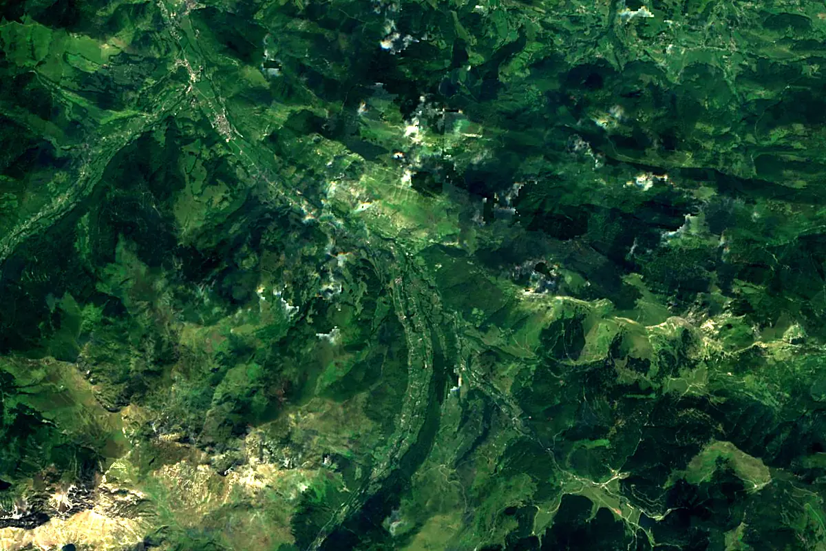 Adour: satellite view of the source