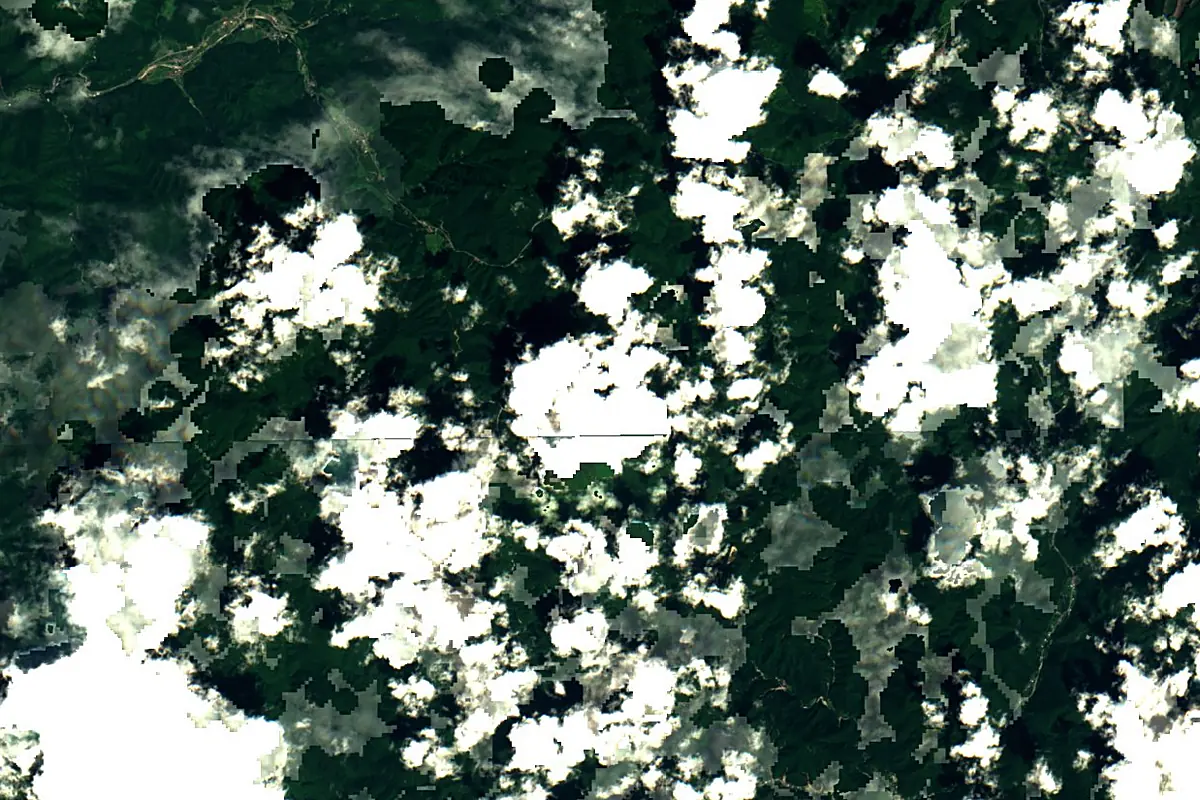 Agano River: satellite view of the source