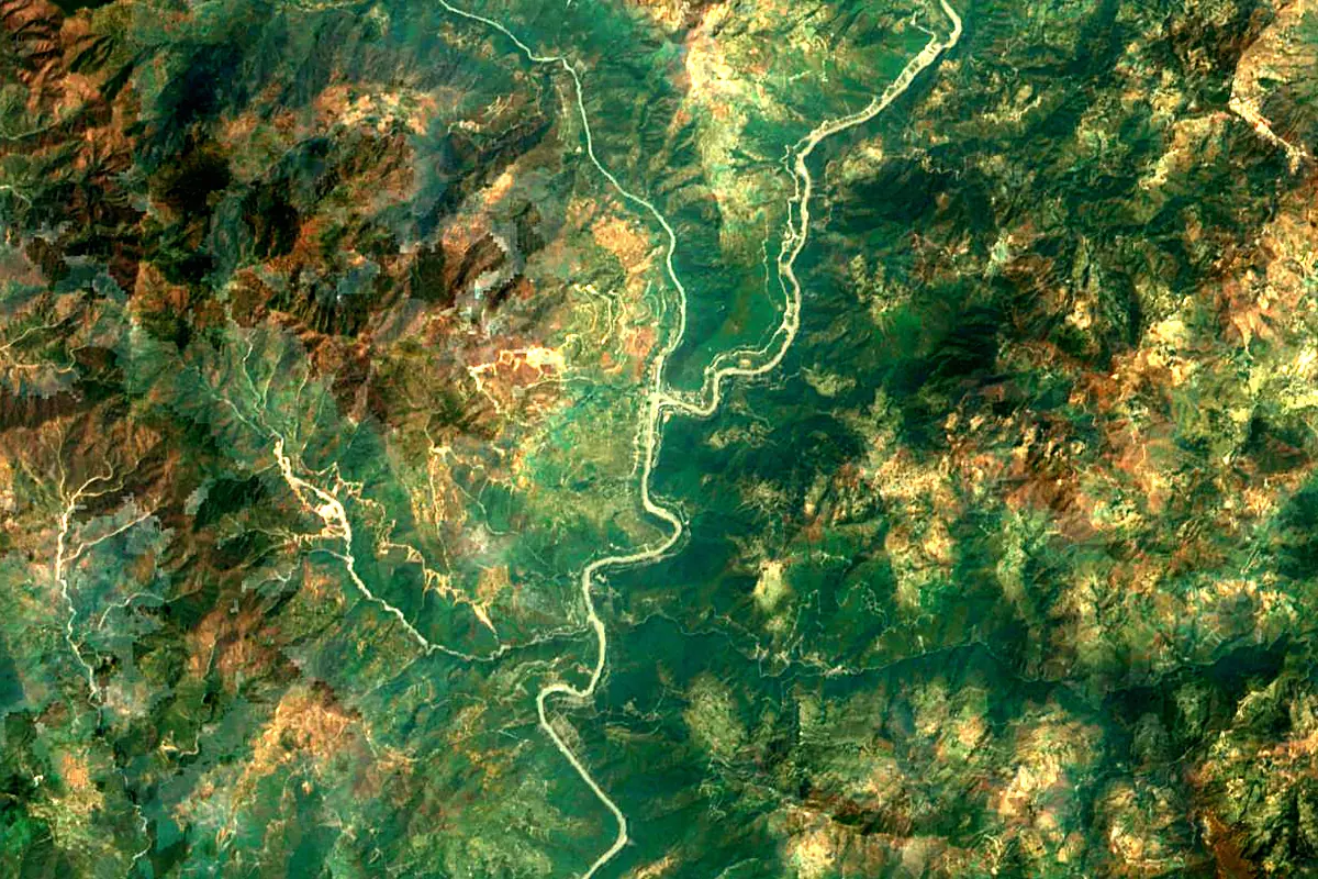 Alaknanda River: satellite view of the mouth