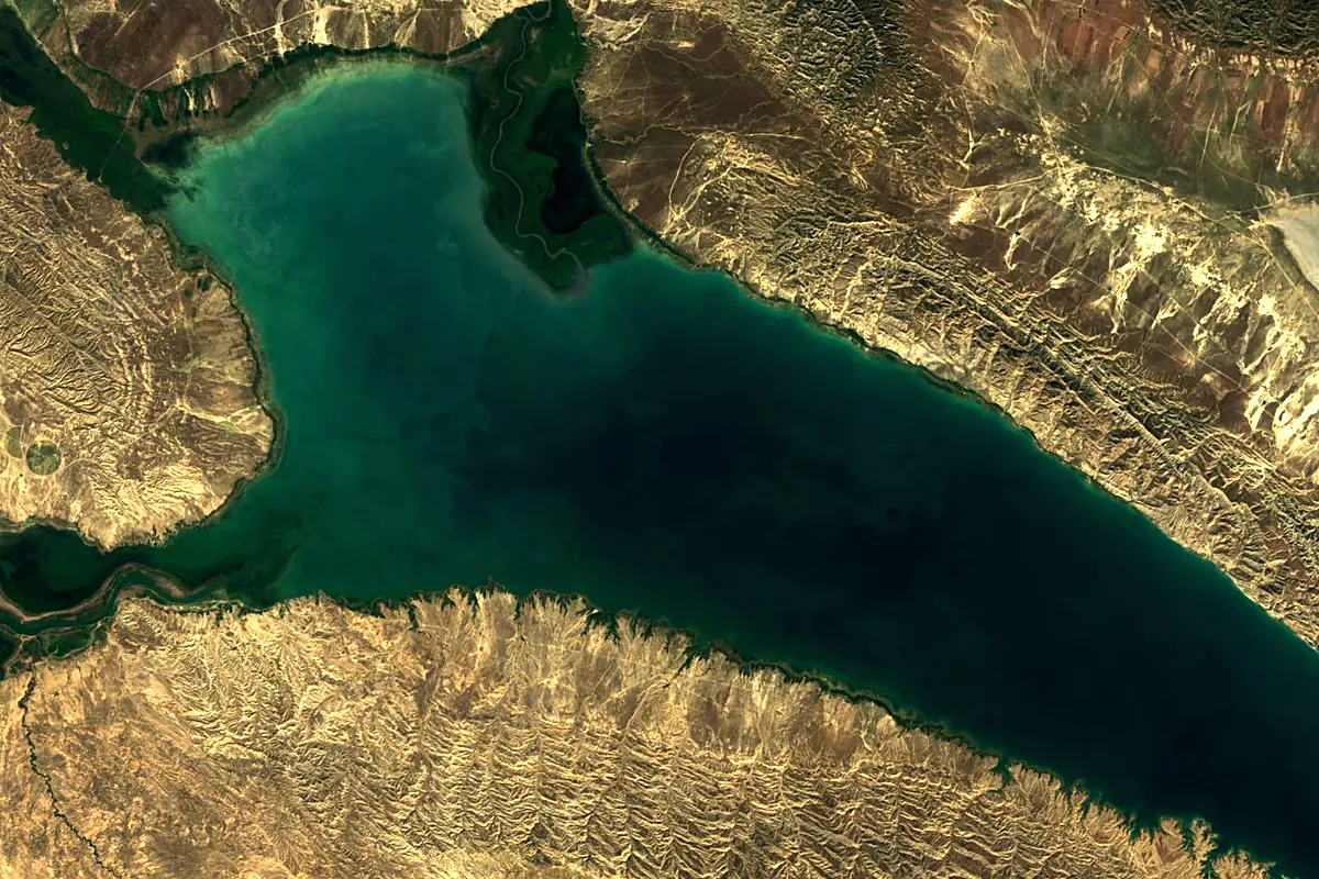 Alazani: satellite view of the mouth