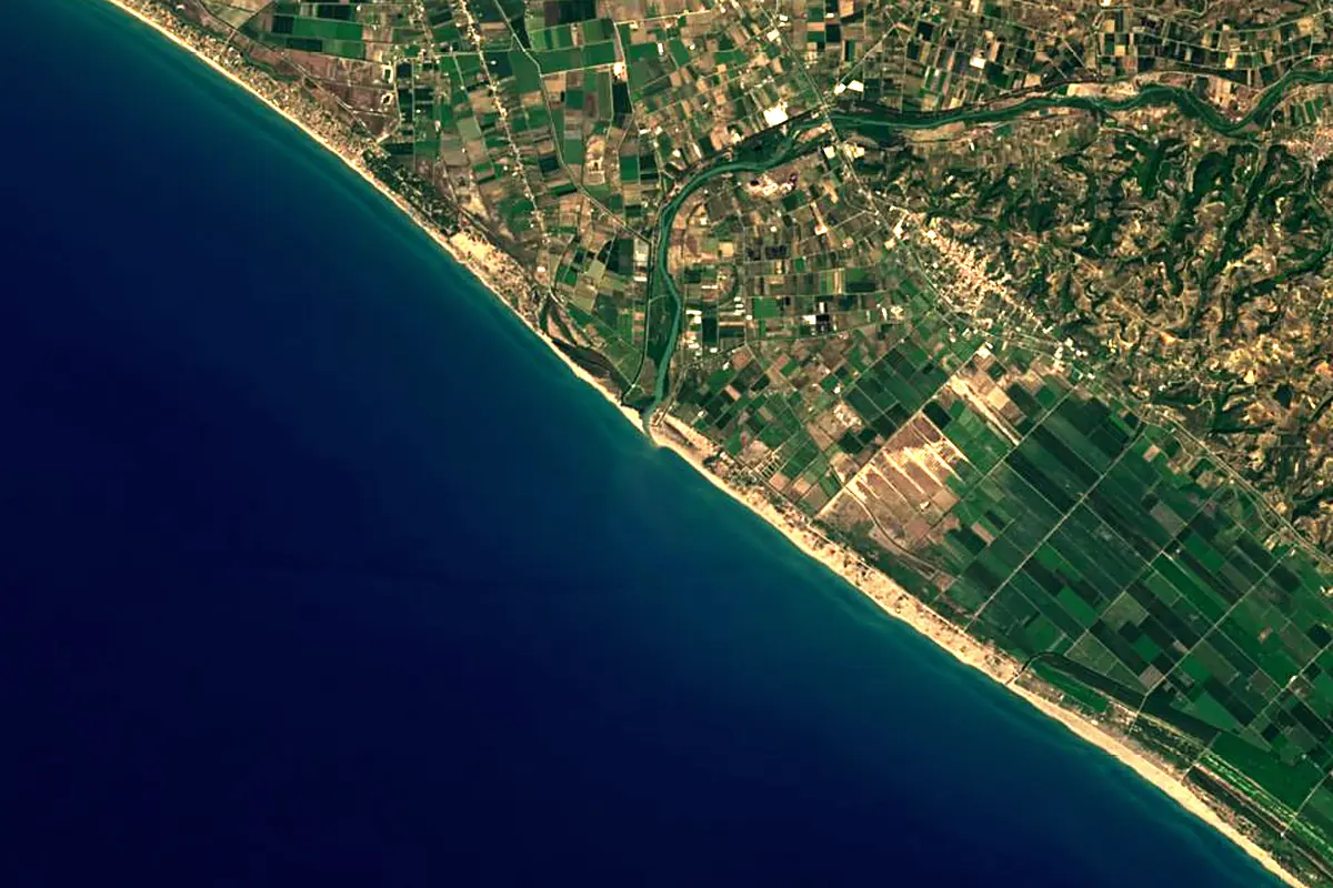 Alfeios: satellite view of the mouth