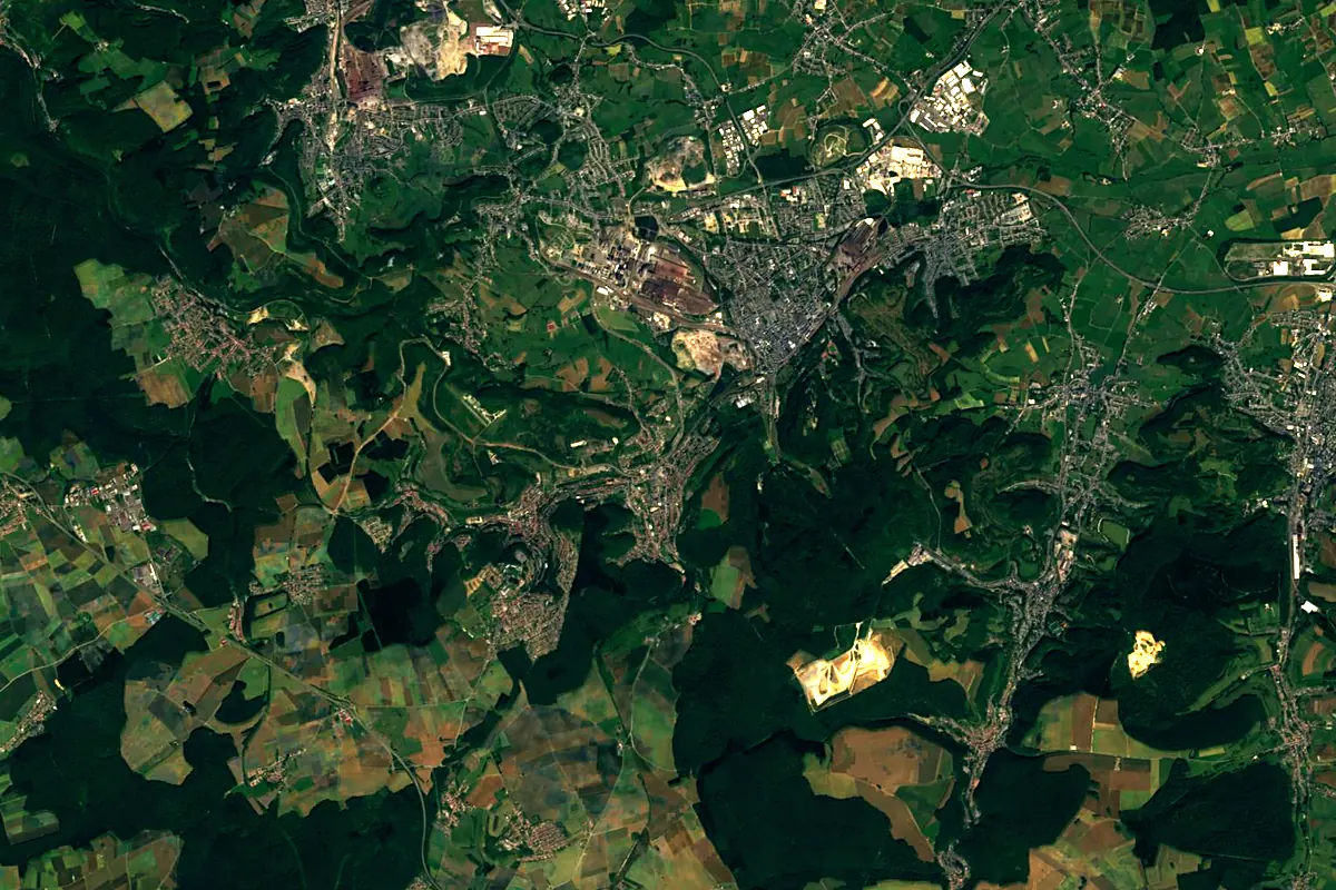 Alzette: satellite view of the source