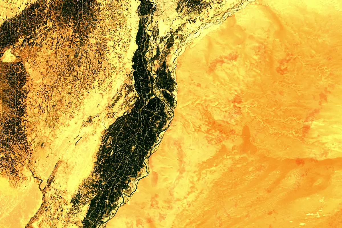 Arghandab River: satellite view of the mouth