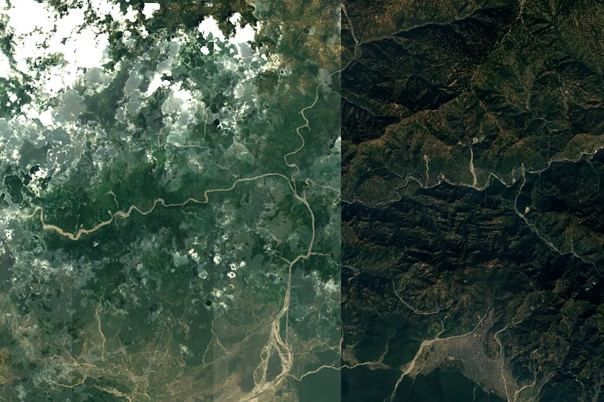 Arun River: satellite view of the mouth