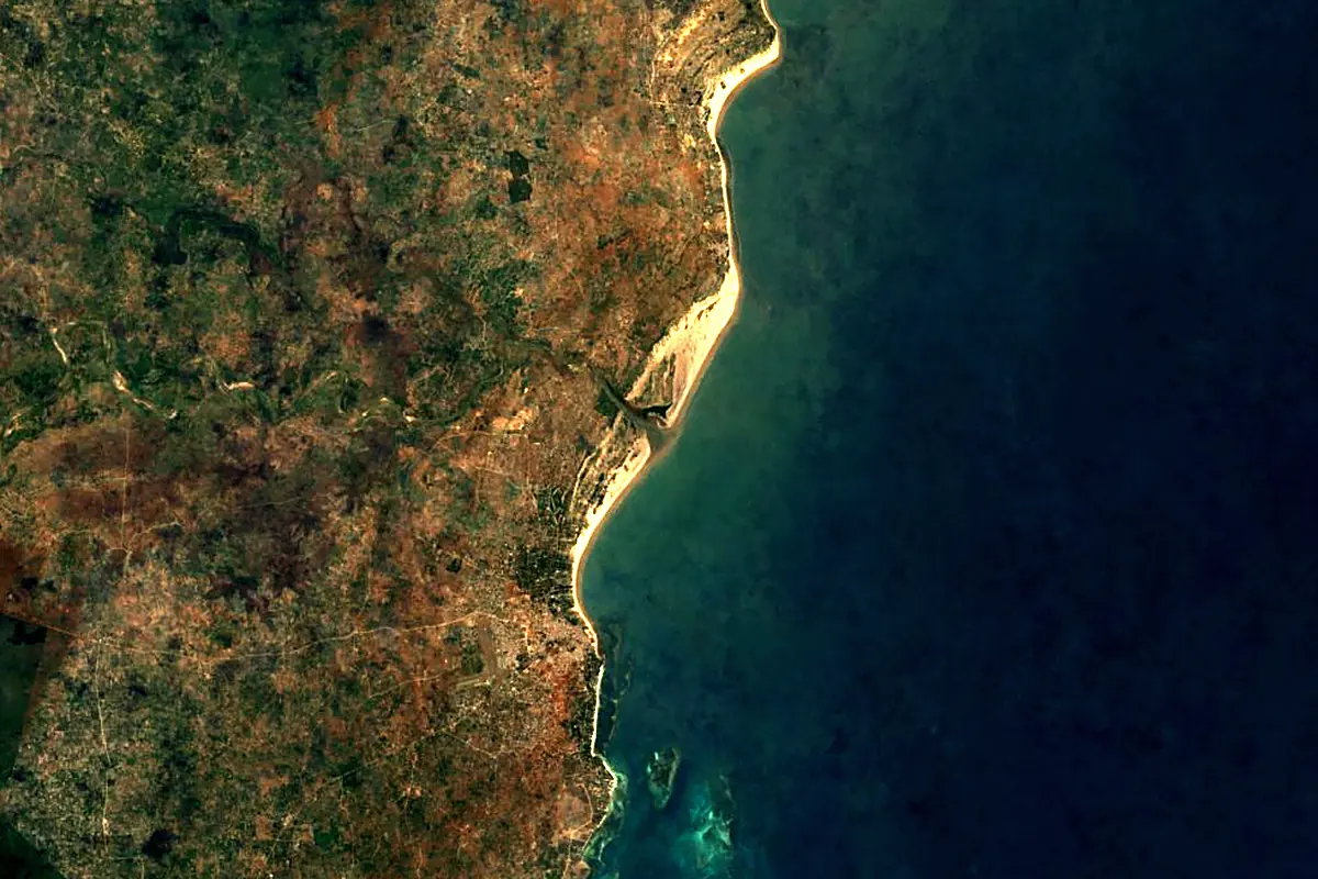 Athi-Galana-Sabaki River: satellite view of the mouth