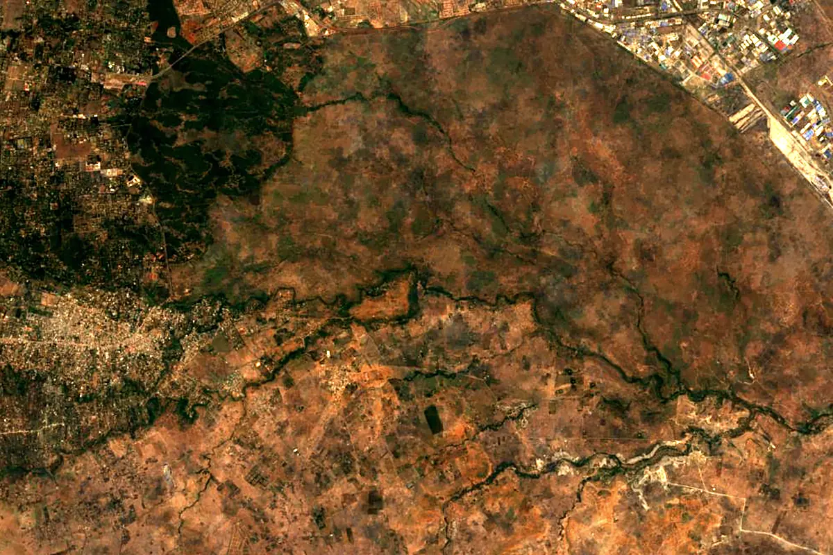 Athi-Galana-Sabaki River: satellite view of the source
