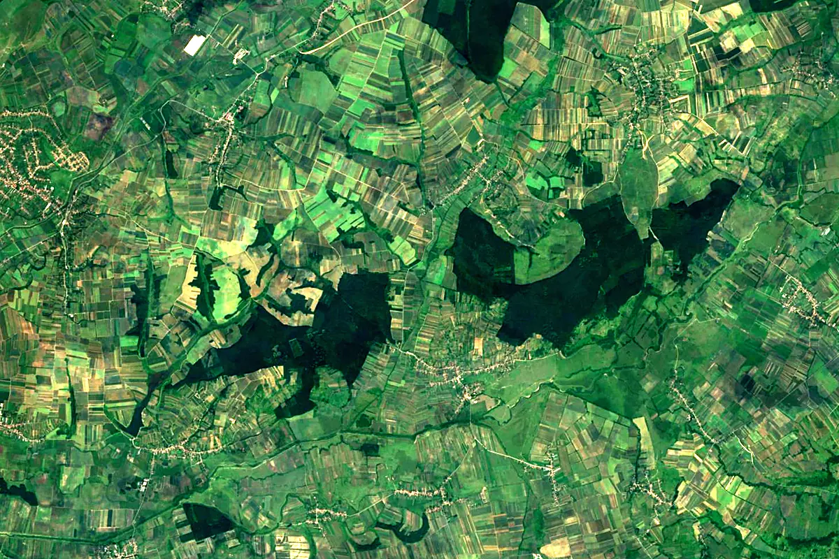 Barcău River: satellite view of the source