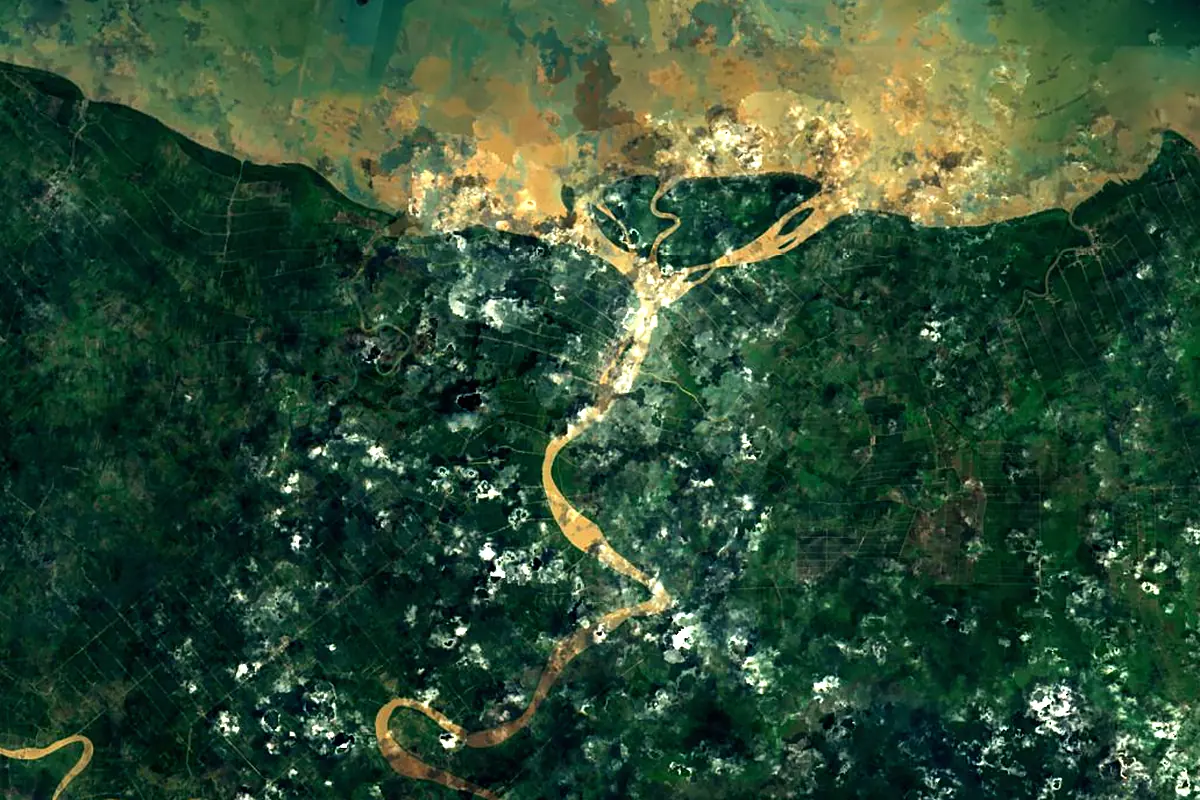 Batang Hari: satellite view of the mouth