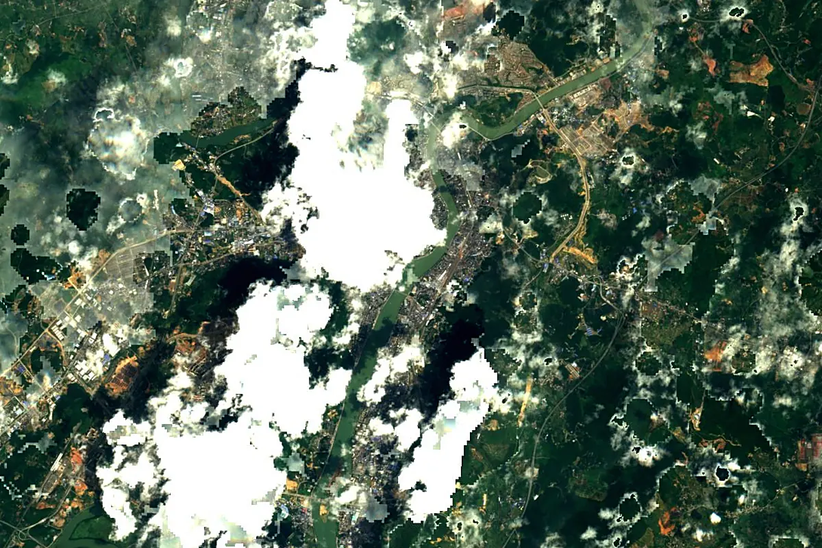 Bei River: satellite view of the source
