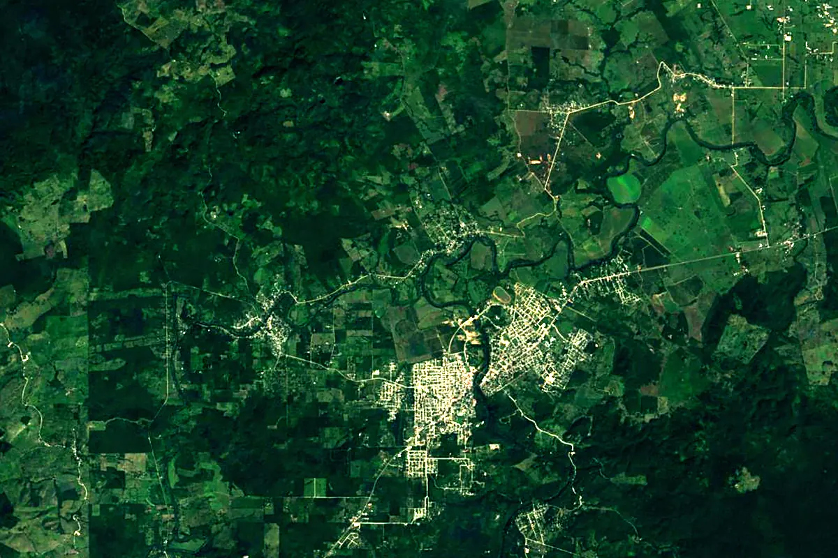 Belize River: satellite view of the source