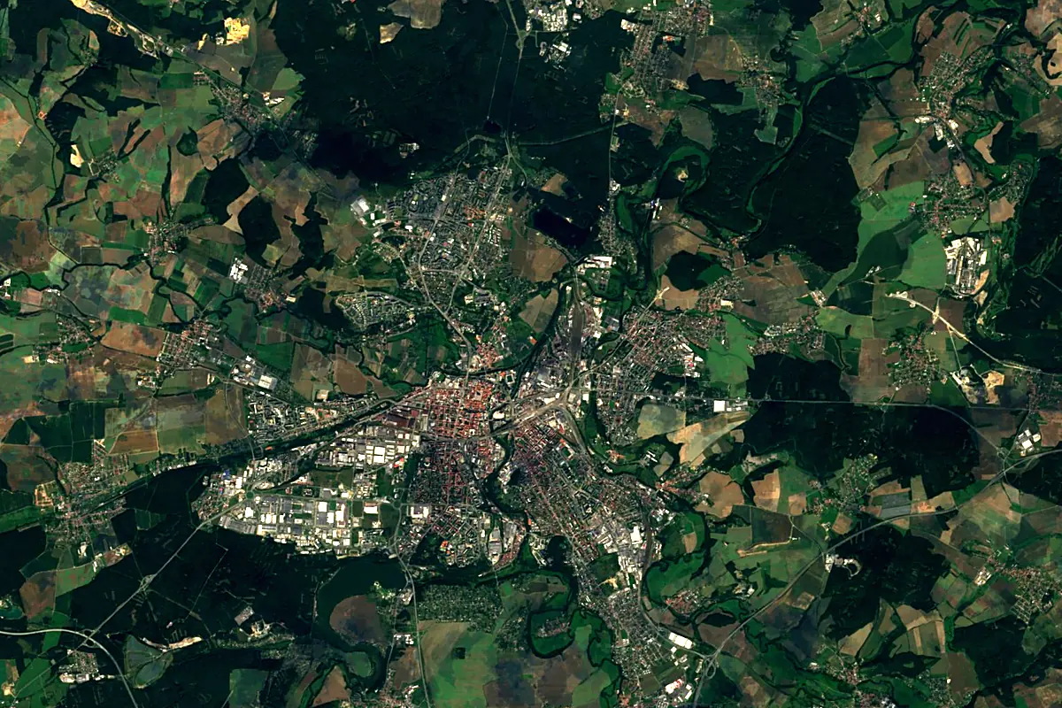 Berounka: satellite view of the source