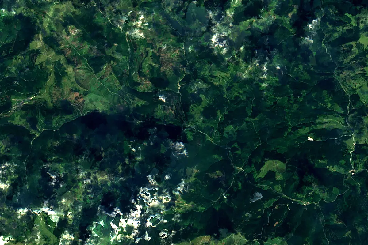Bistrița River: satellite view of the source