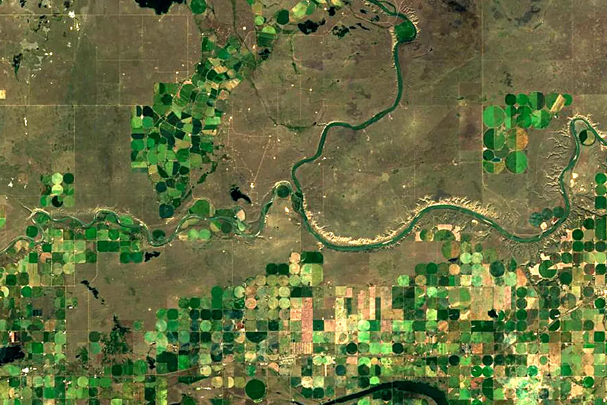 Bow River: satellite view of the mouth