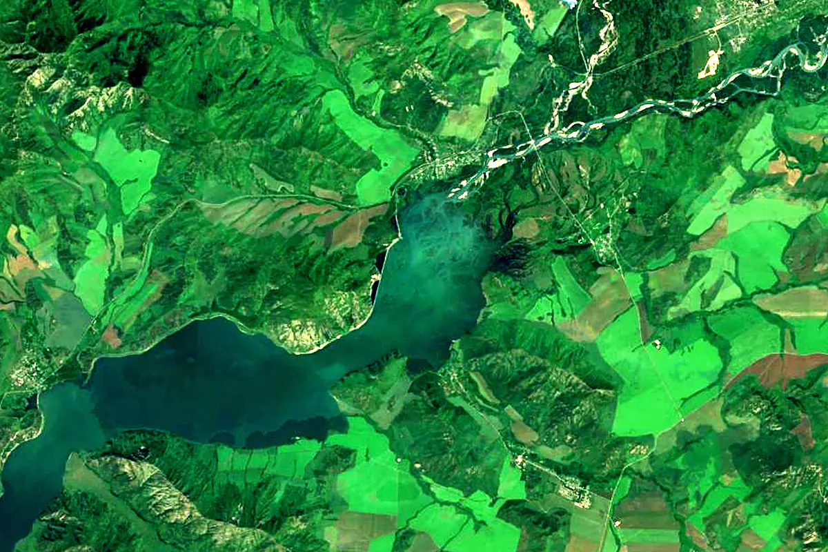 Bukhtarma River: satellite view of the mouth