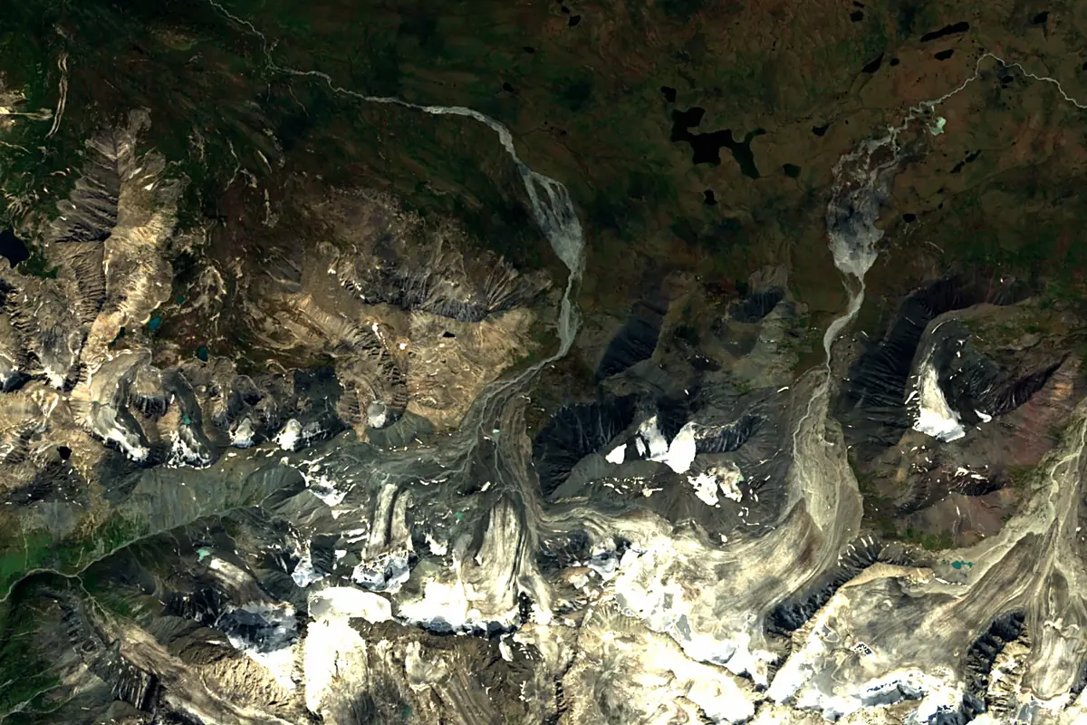 Bukhtarma River: satellite view of the source