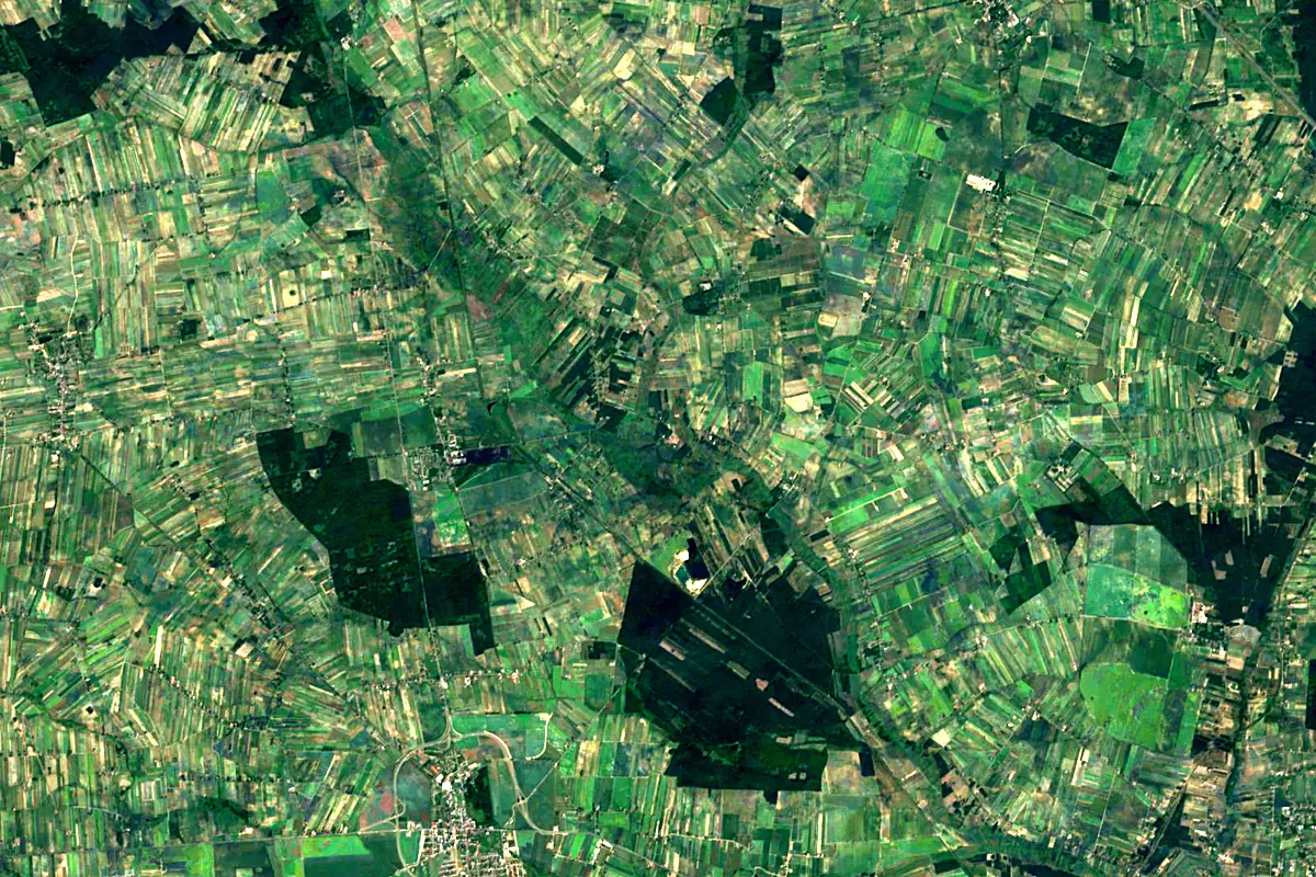Bzura: satellite view of the source