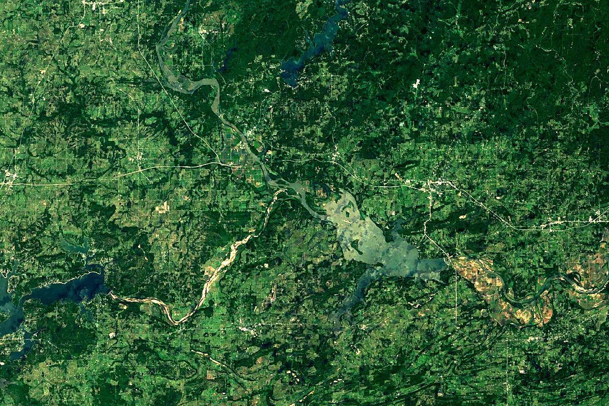 Canadian River: satellite view of the mouth