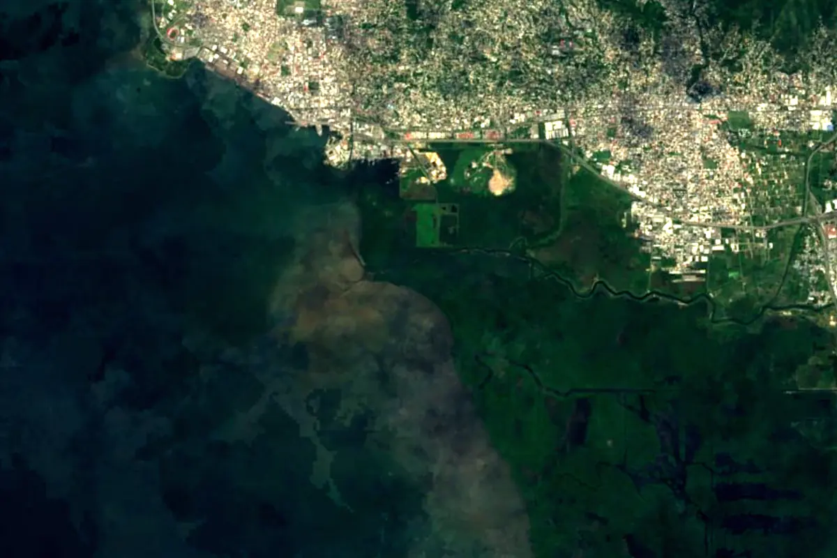 Caroni River: satellite view of the mouth