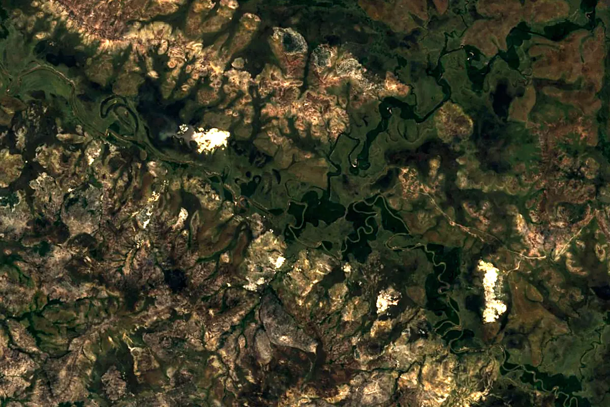 Caroní River: satellite view of the source