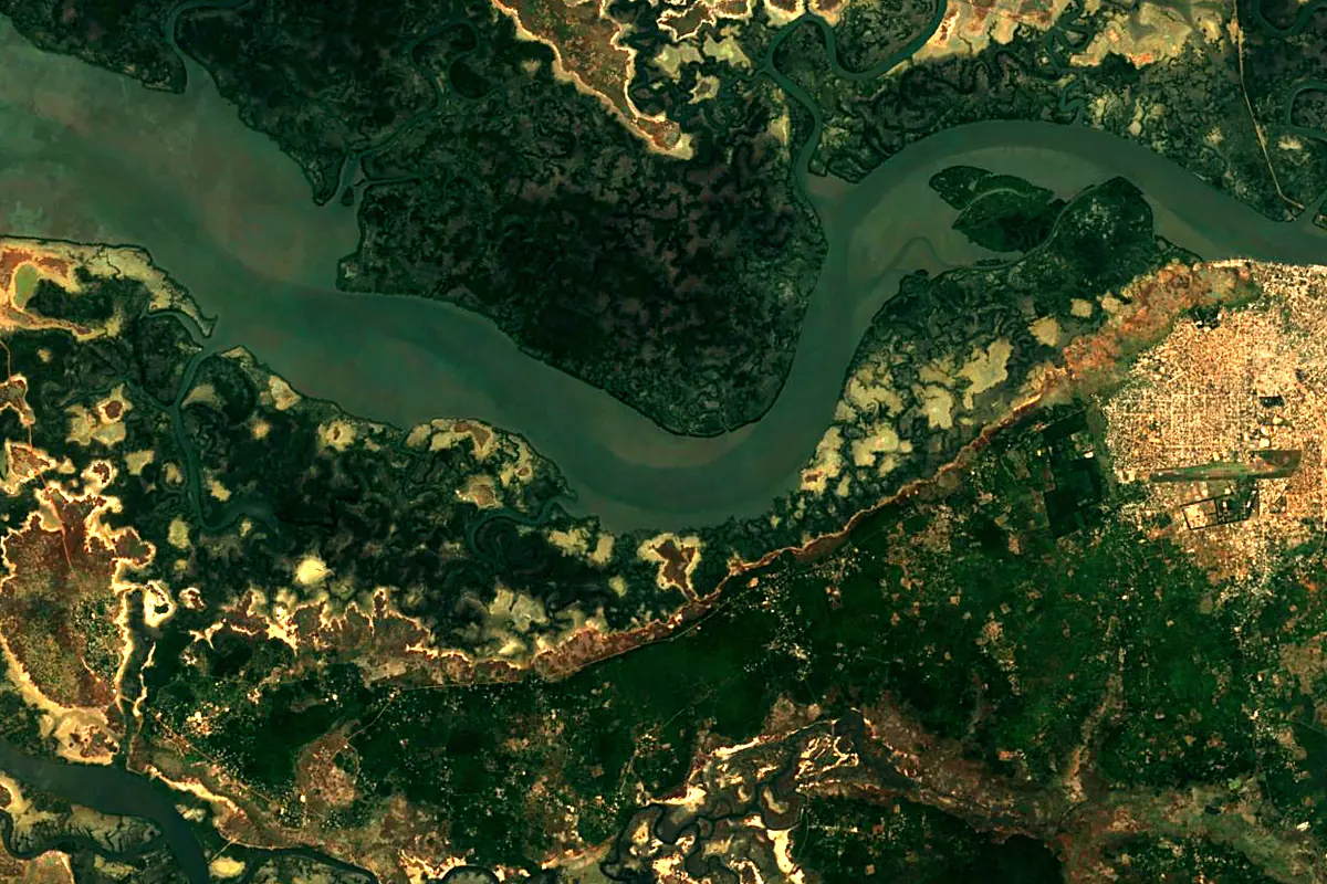 Casamance River: satellite view of the mouth
