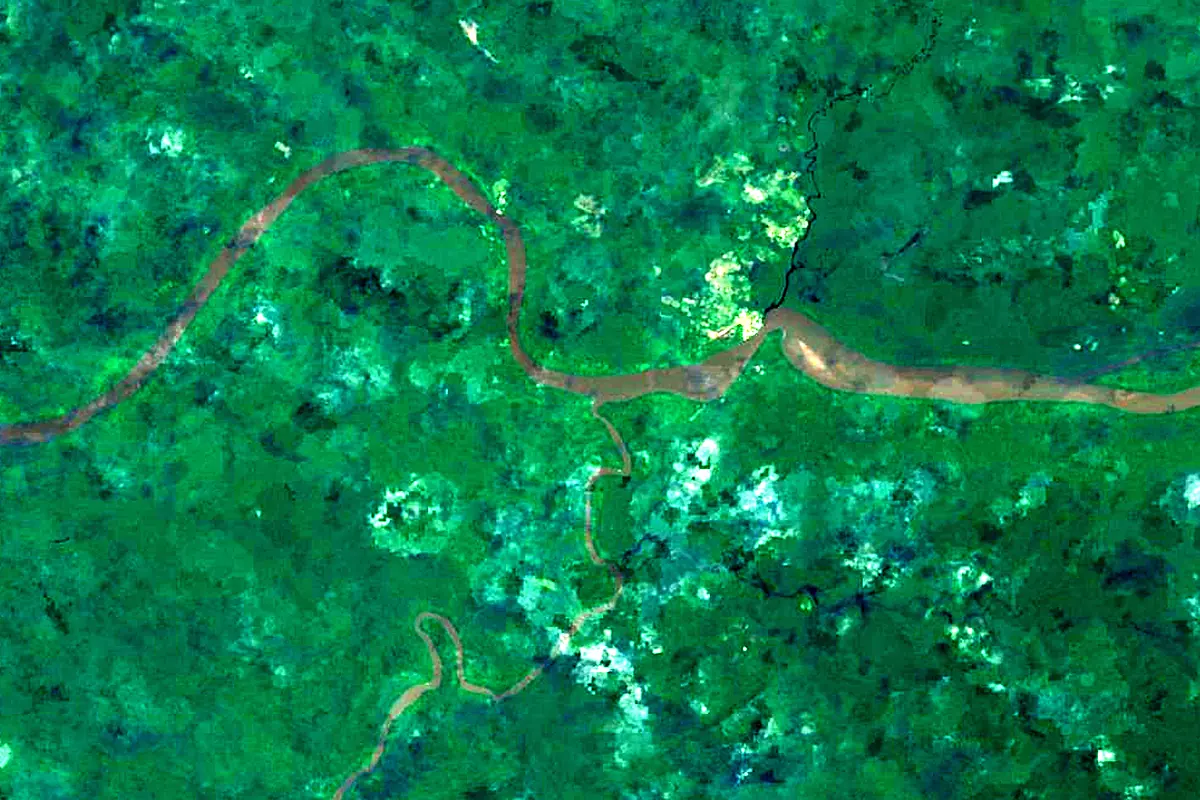 Casiquiare canal: satellite view of the source