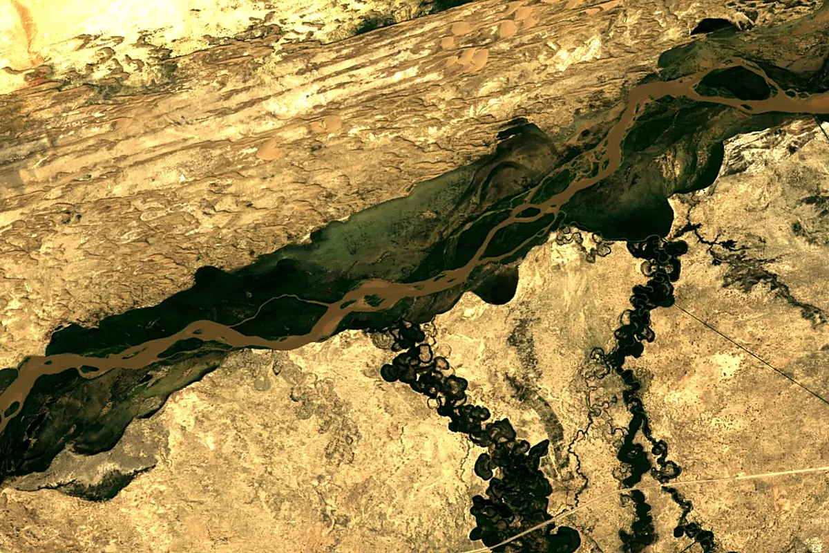 Charyn River: satellite view of the mouth