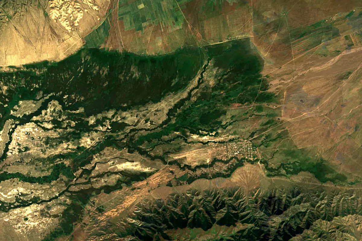 Chilik River: satellite view of the source