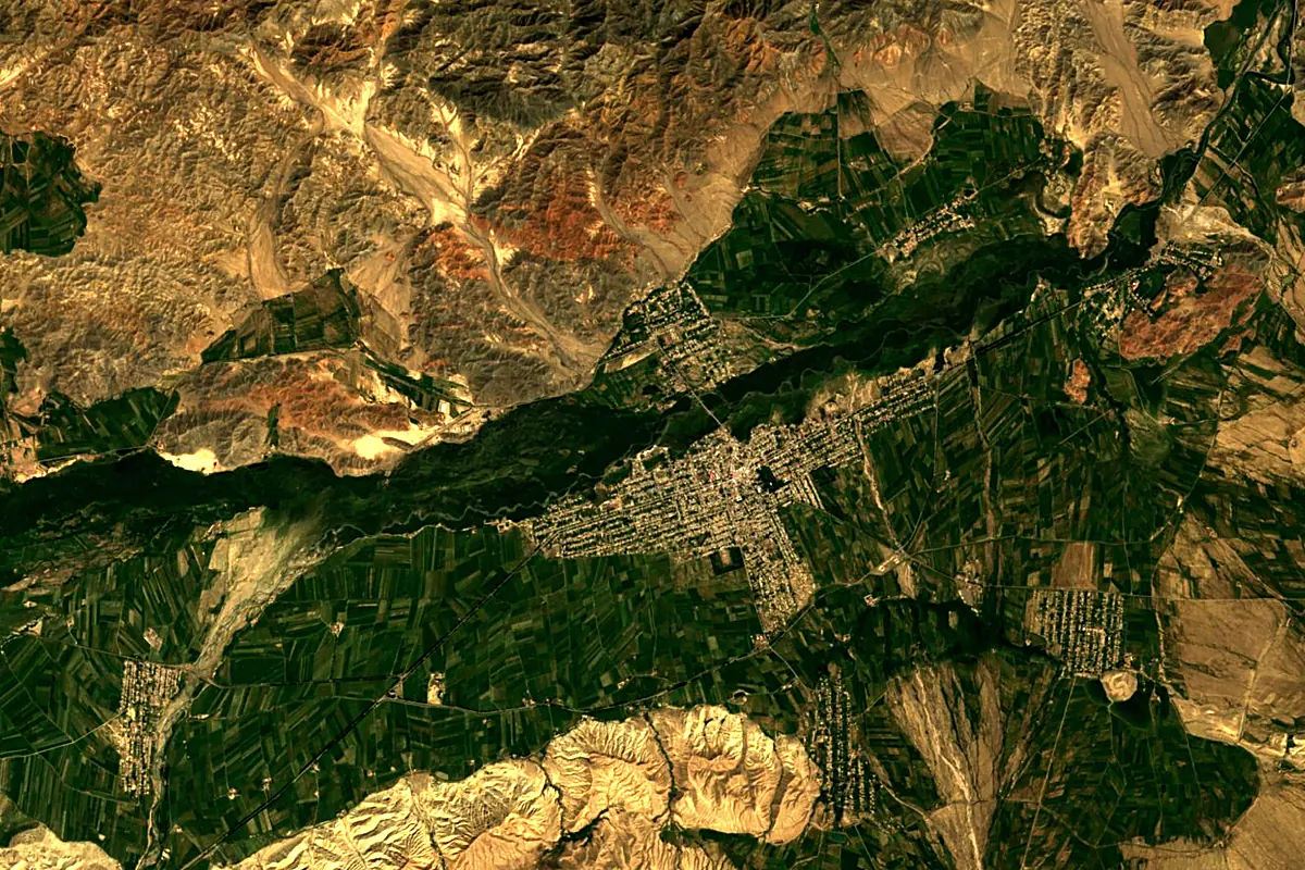 Chu River: satellite view of the source