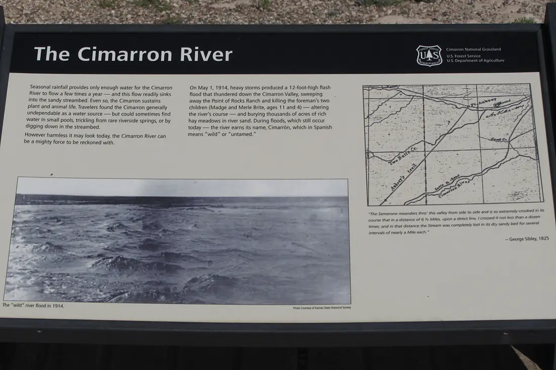 The "Cimarron River" wayside at Point of Rocks in Elkhart, Kansas (fe285058f5854570ad0435cc08cb4528)