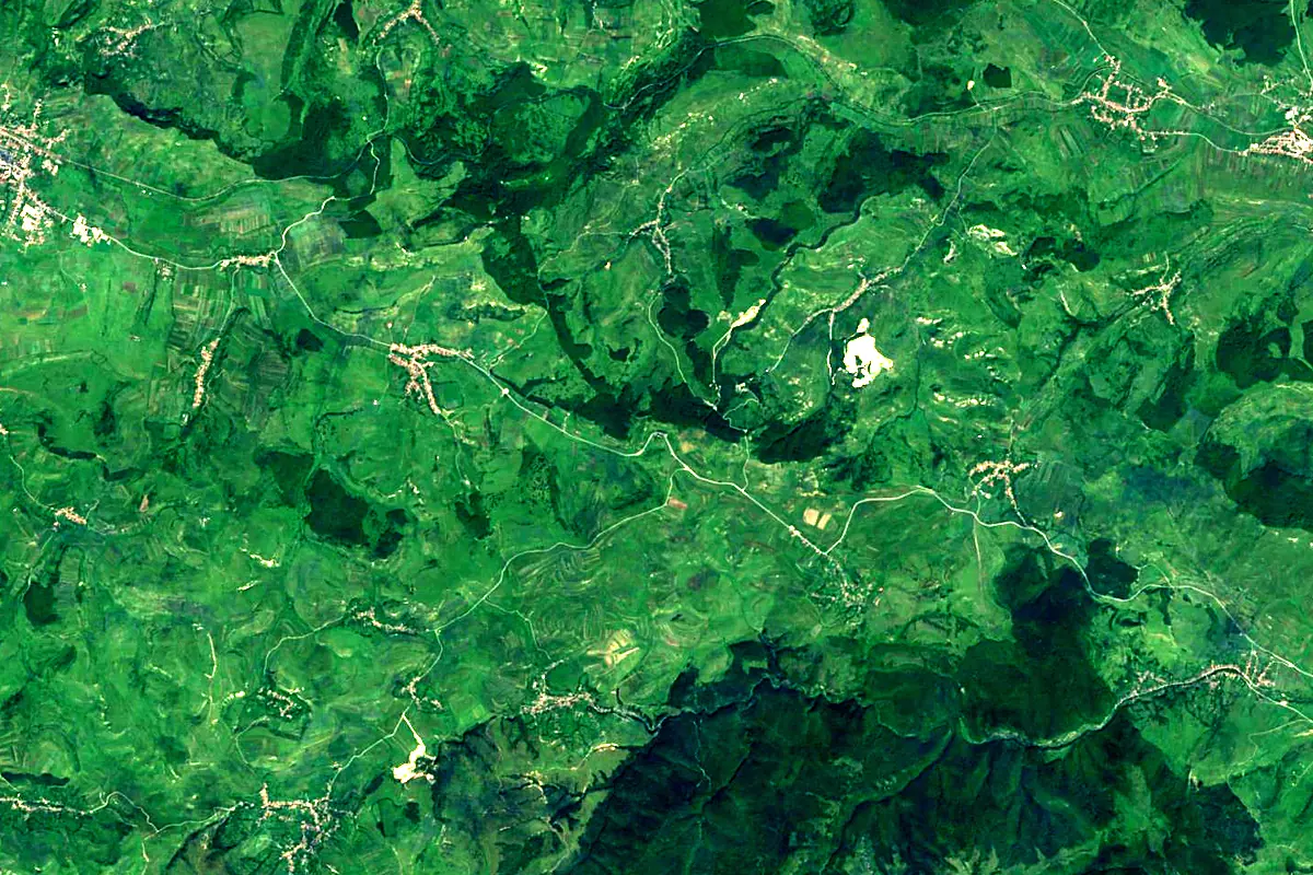 Crișul Repede River: satellite view of the source