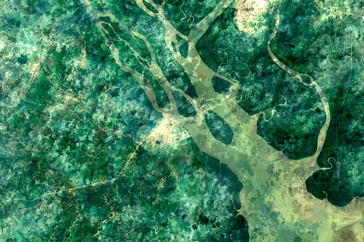 Cross River: satellite view of the mouth
