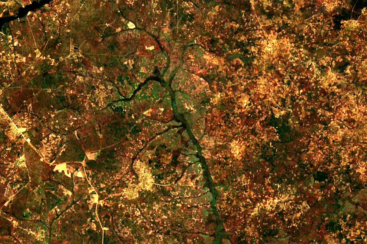 Cunene River: satellite view of the source