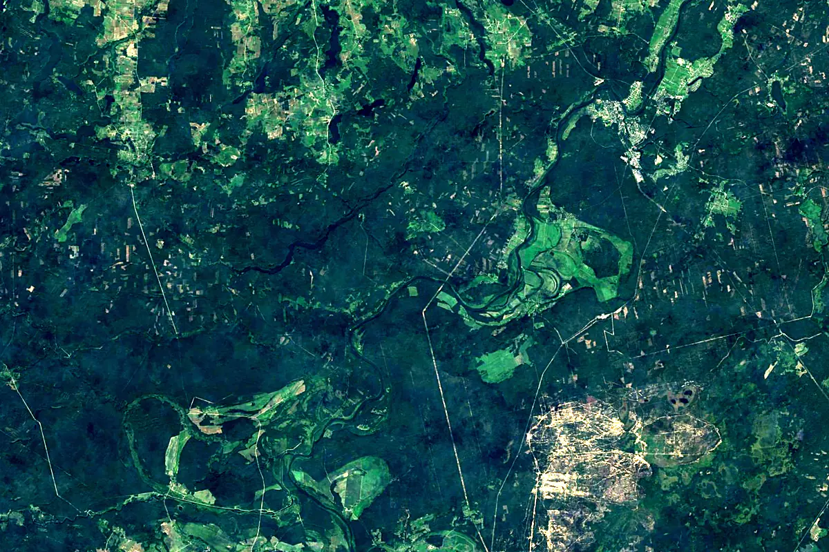 Czarna Hańcza: satellite view of the mouth