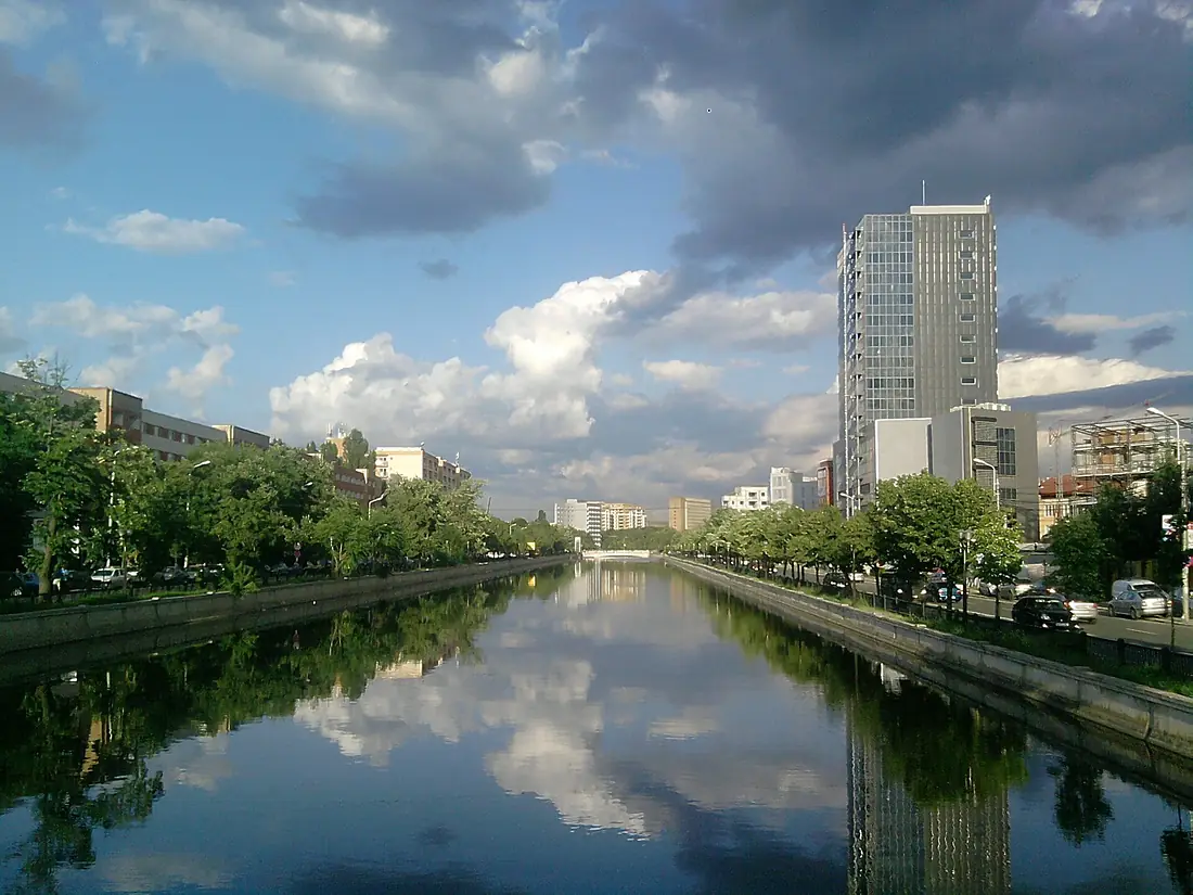 Dambovita near Ciurel Bridge in Bucharest