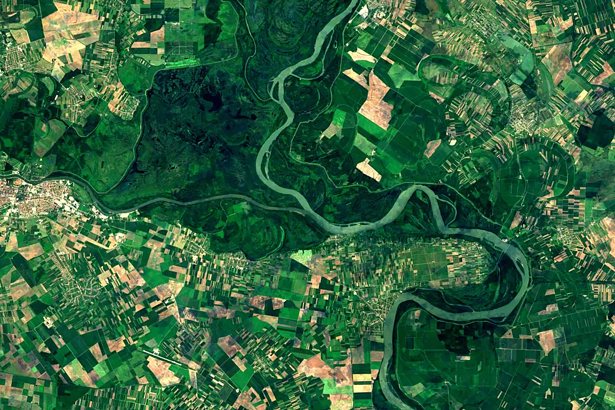 Drava: satellite view of the mouth