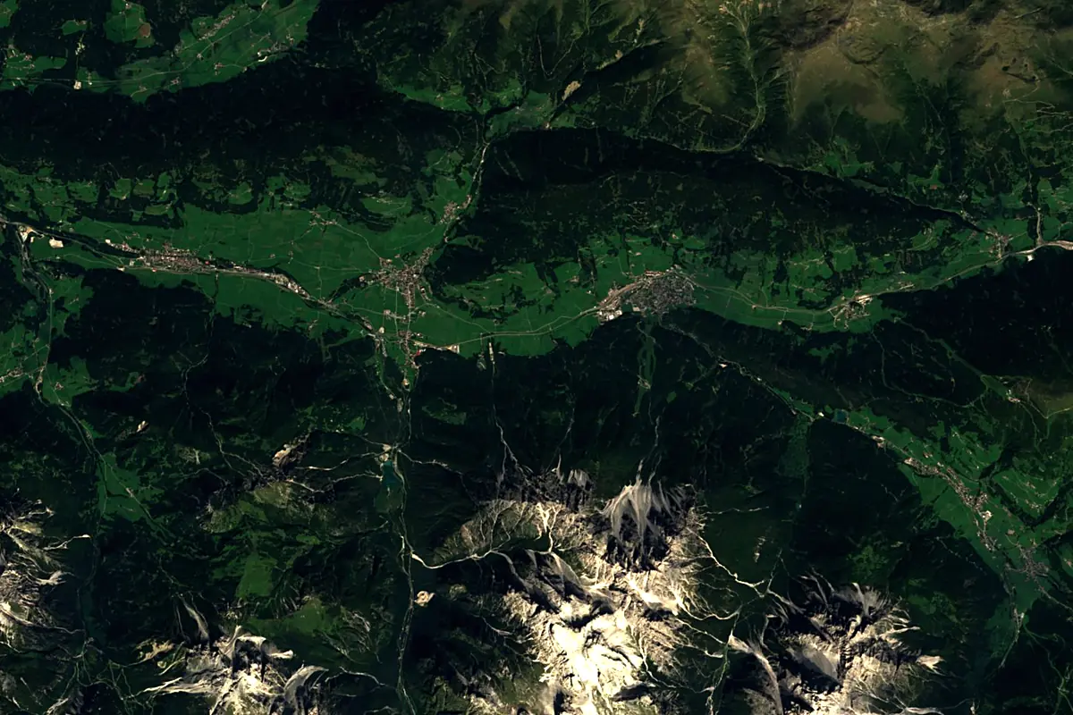 Drava: satellite view of the source