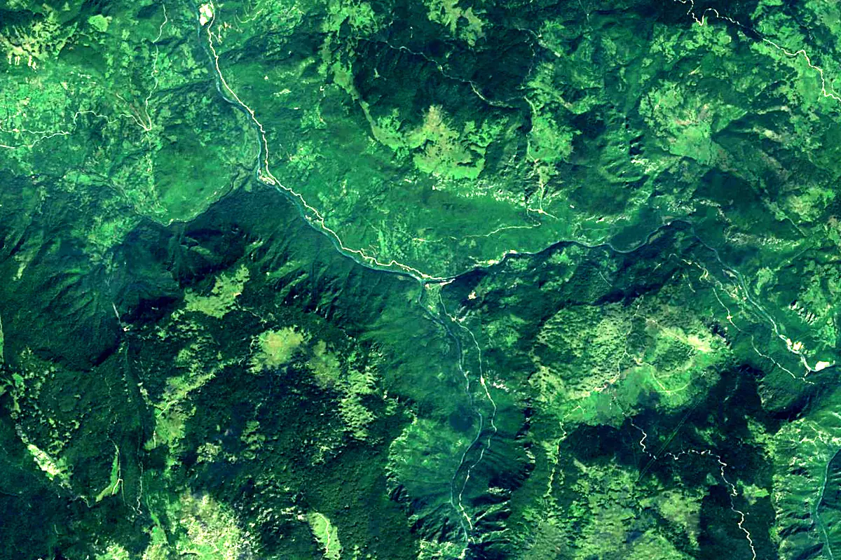 Drina: satellite view of the source