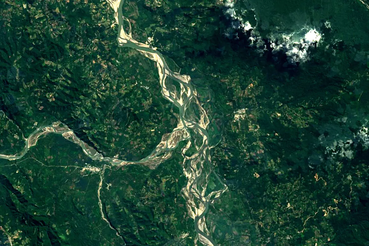 Ene River: satellite view of the source