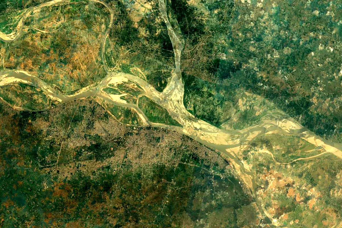 Gandaki River: satellite view of the mouth