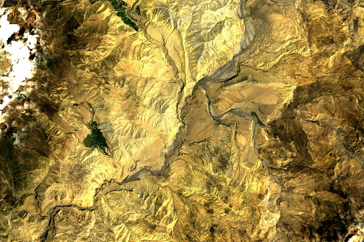 Gandaki River: satellite view of the source