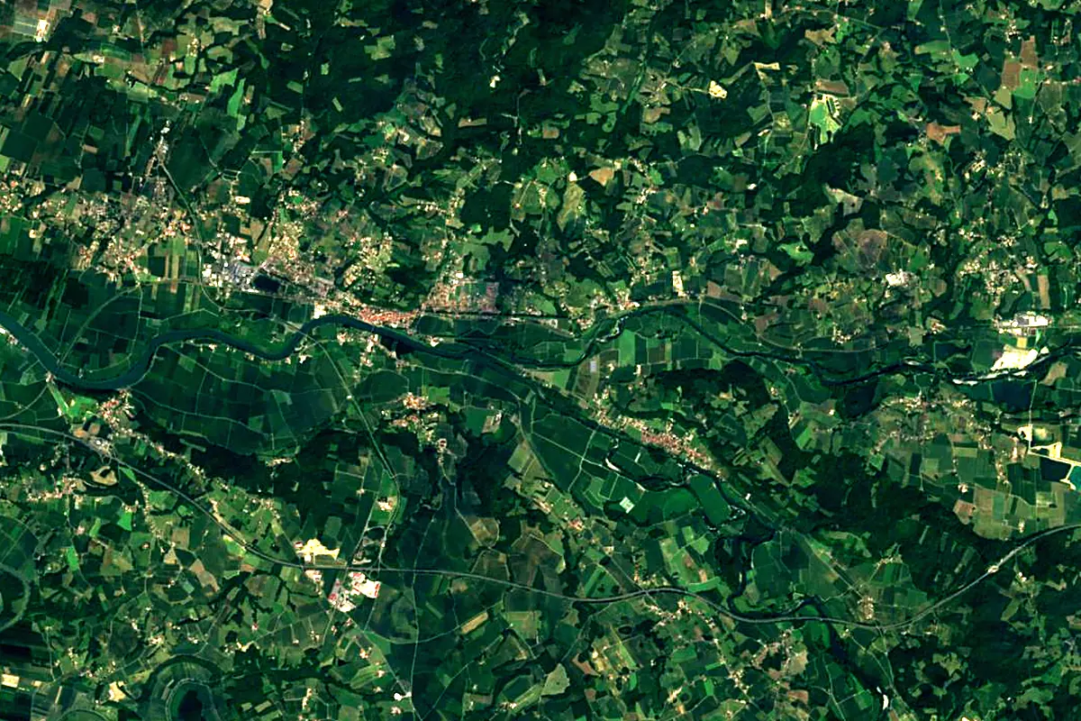 Gave d'Oloron: satellite view of the mouth