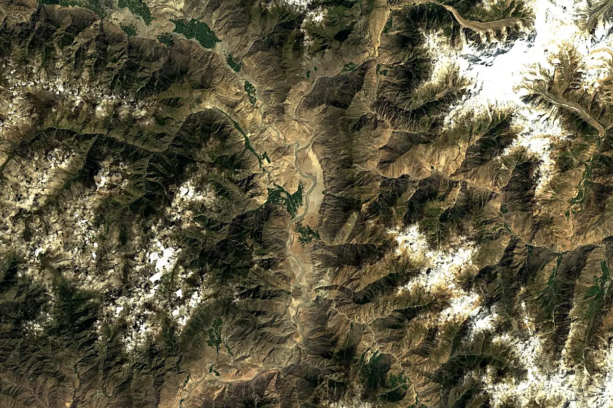 Gilgit River: satellite view of the mouth