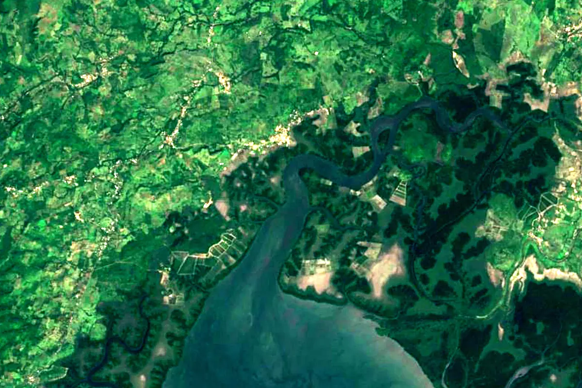 Goascorán River: satellite view of the mouth