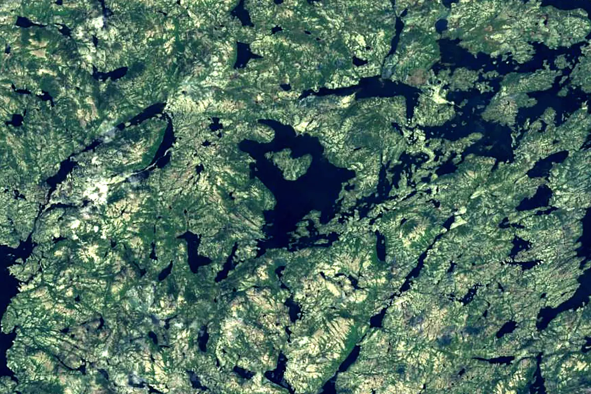 Great Whale River: satellite view of the source