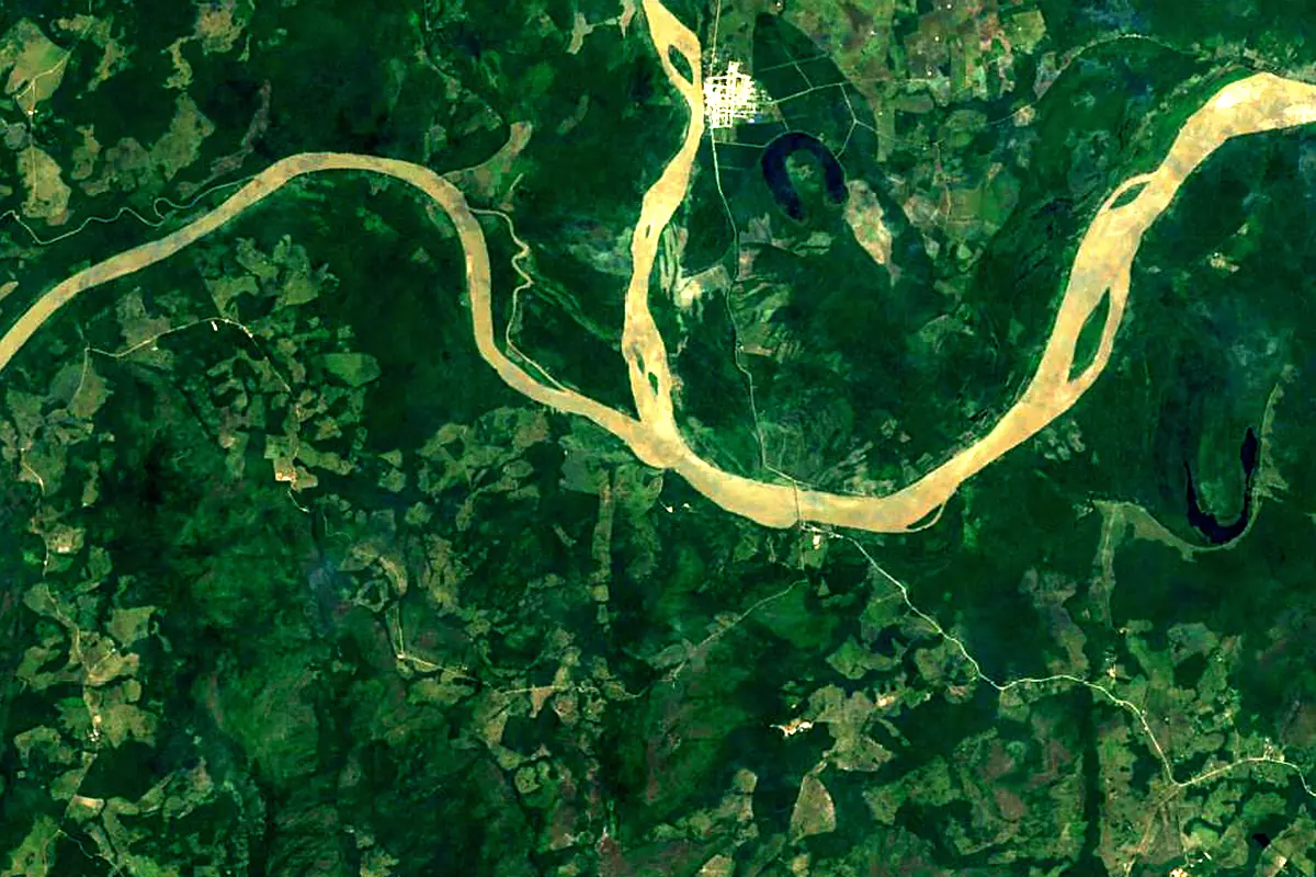 Guaviare River: satellite view of the source
