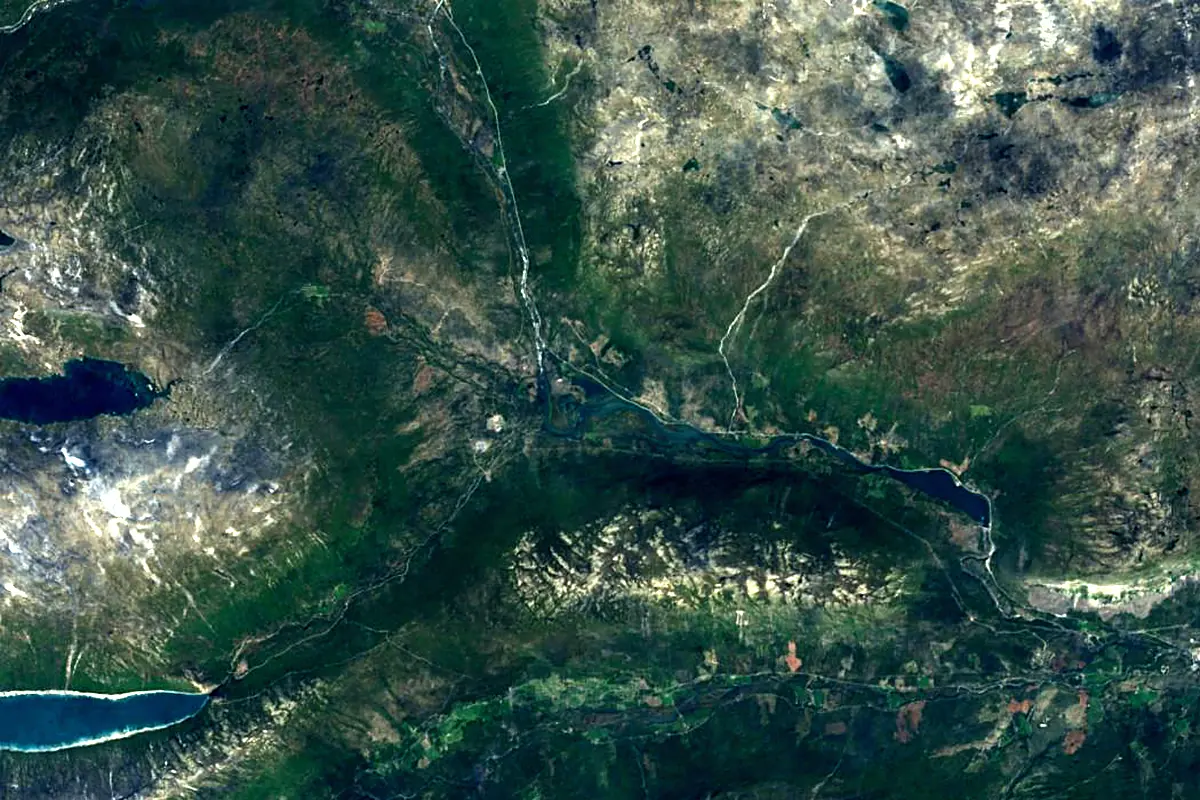 Gudbrandsdalslågen: satellite view of the source