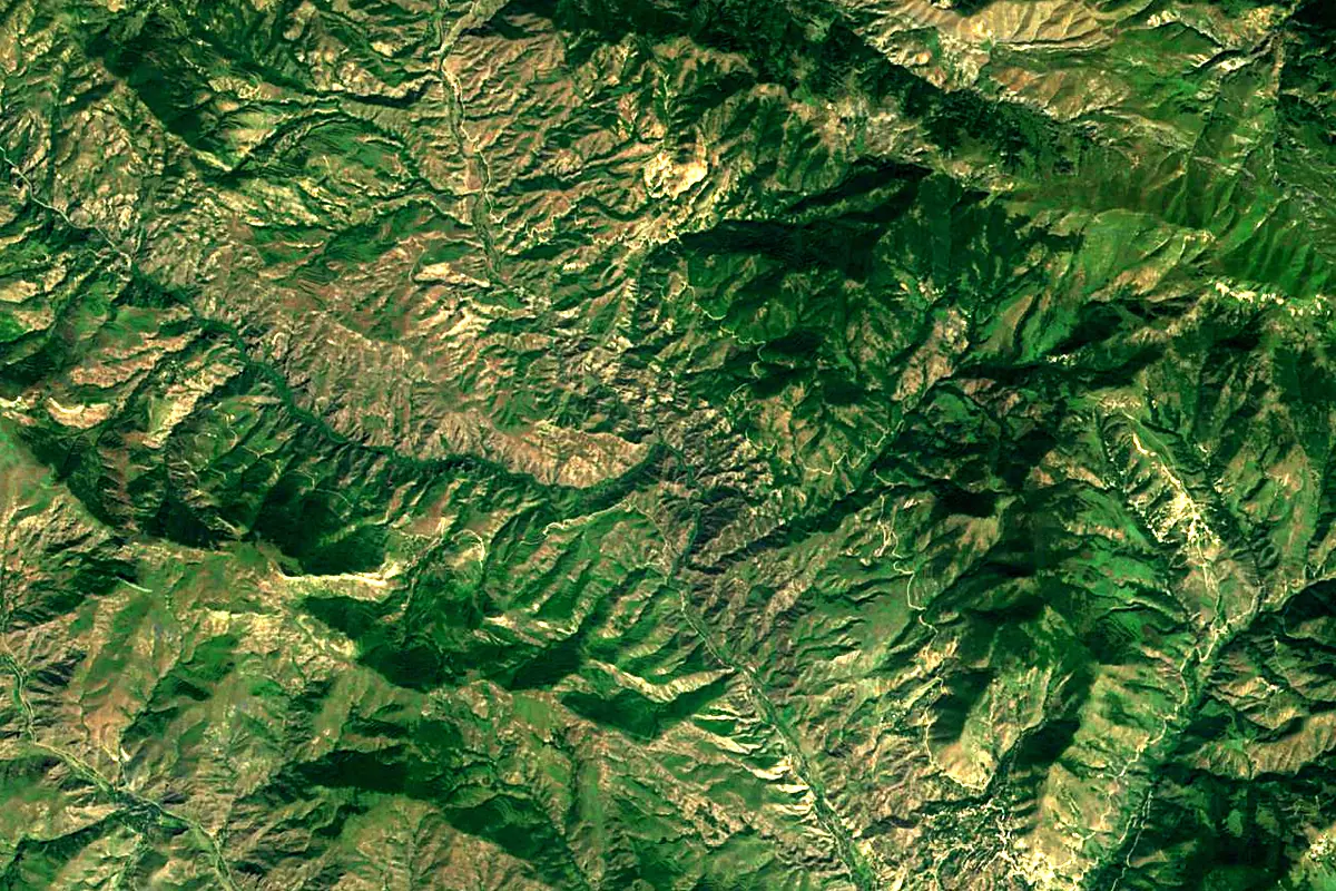 Hakari River: satellite view of the source