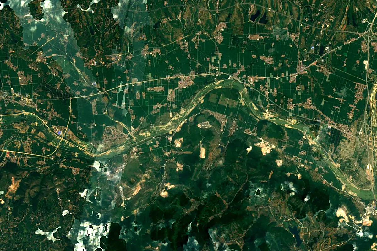Han River: satellite view of the source